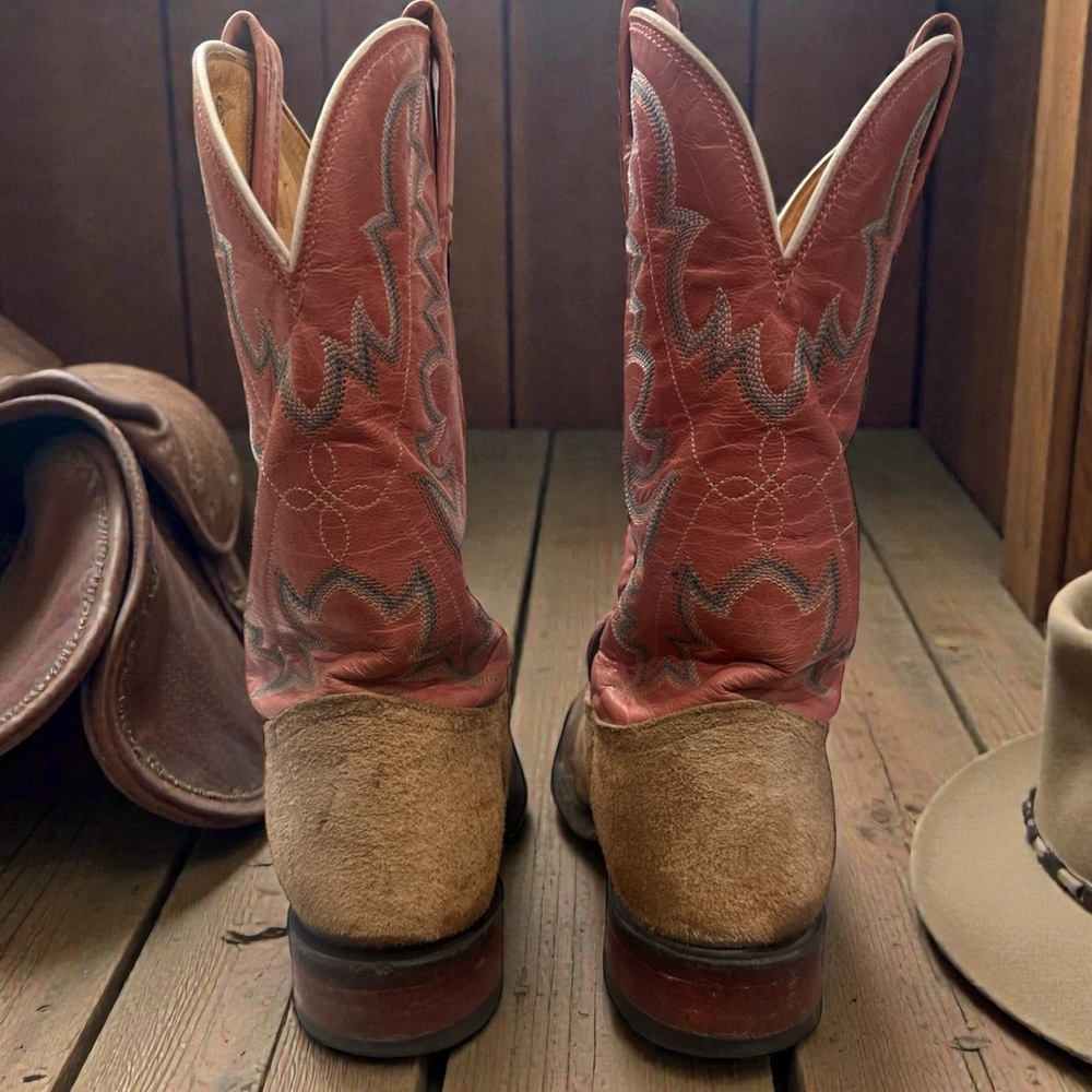 Tony Lama USTRC Brown & Pink Western Boots - Picture 5 of 12
